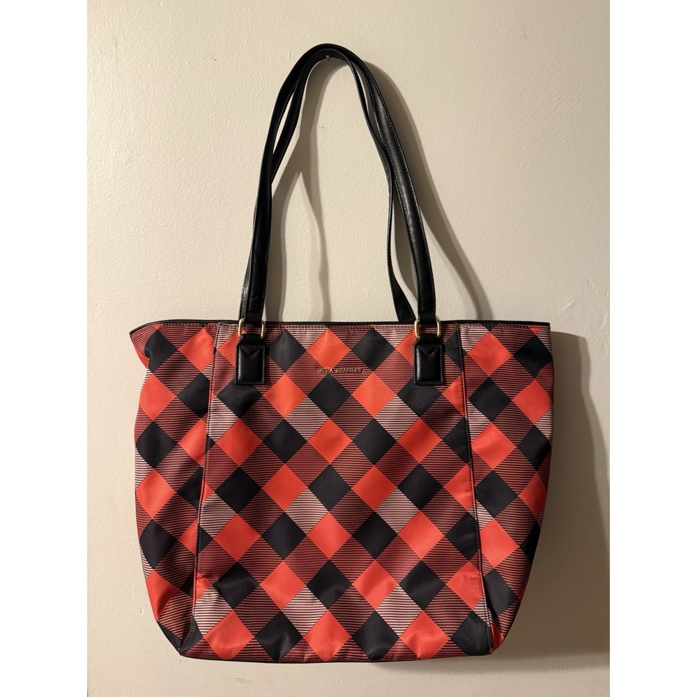 Vera Bradley Large Zip ELLA Tote BUFFALO PLAID Burnt Orange Black Red Purse $168